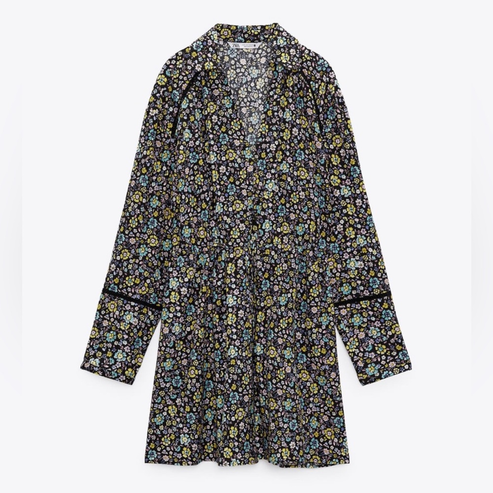ZARA FLORAL SHIRTDRESS Multicolored